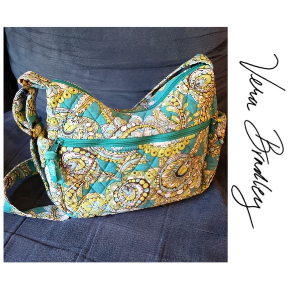 Vera Bradley Handbags - Vera Bradley Blue Green Paisley Floral Crossbody